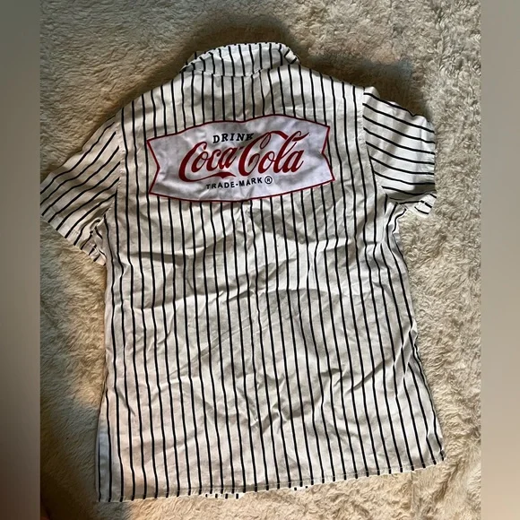 Coca Cola Black and White Striped Button Up - Picture 2 of 2
